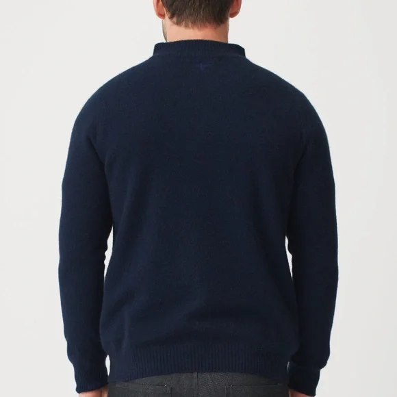Untouched Wool Cassum Navy Blue Half Zip Men’s Sweater in Large - Picture 3 of 8